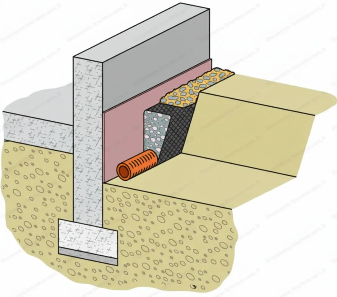 Drain de pied en zone argileuse - illustration du paradoxe du drainage en terrain argileux