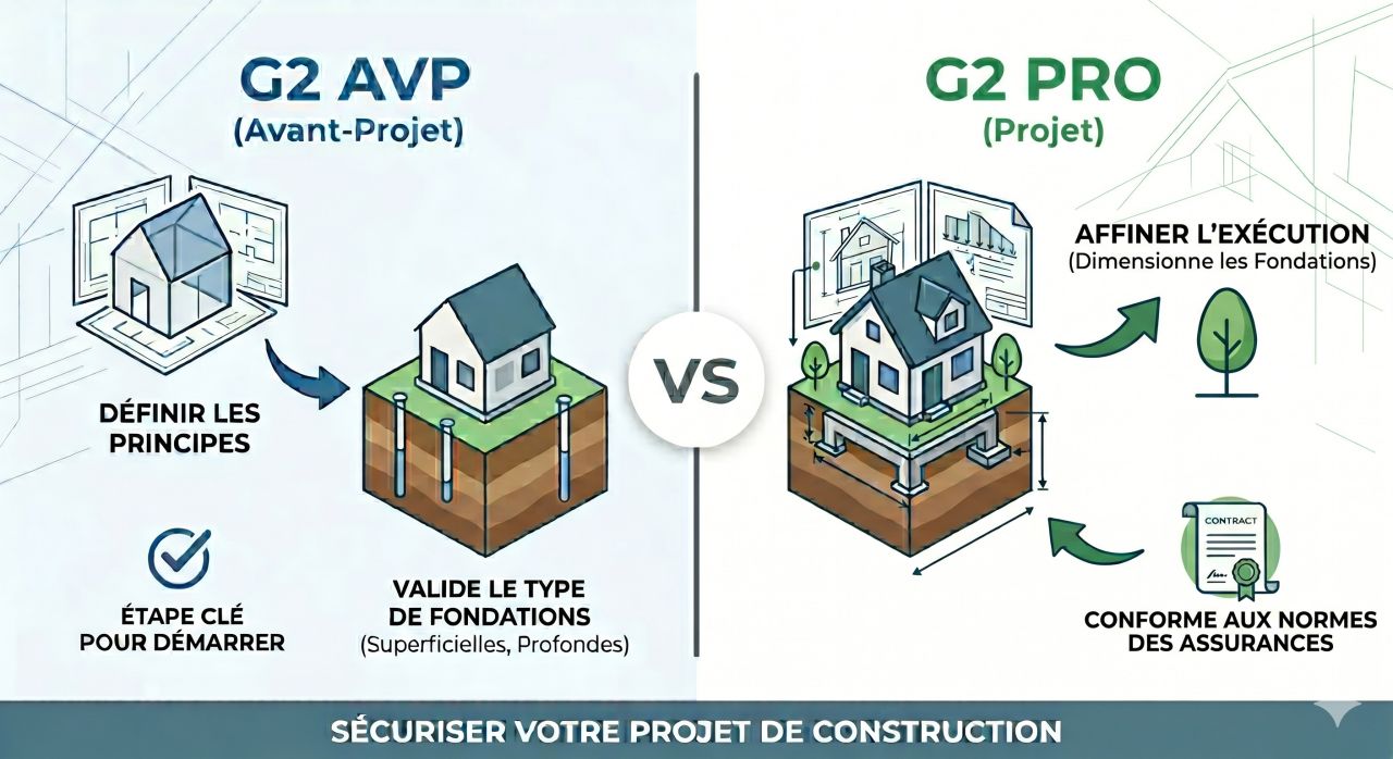 Jargon de la construction - étude de sol G2 AVP vs G2 PRO